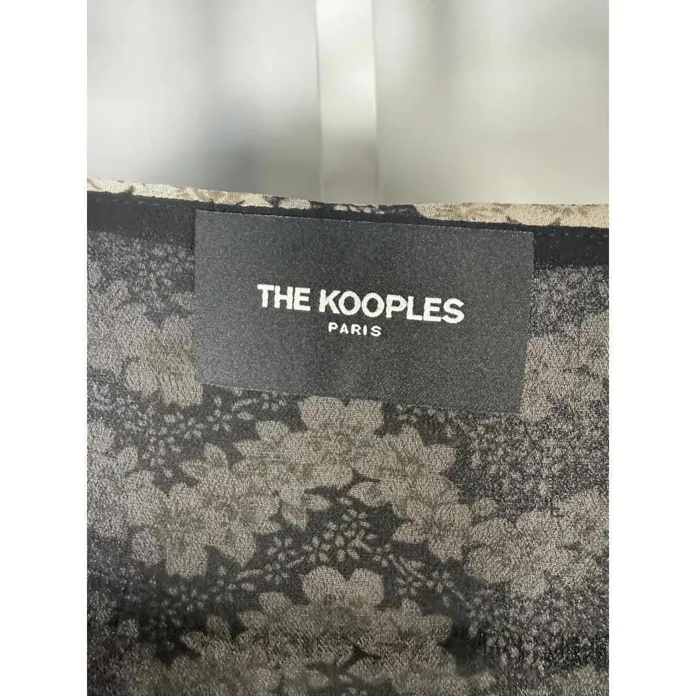 NWT The Kooples Jasmine Print Silk Wrap Dress Black Beige Floral Size 1 US XS-S - Picture 8 of 8